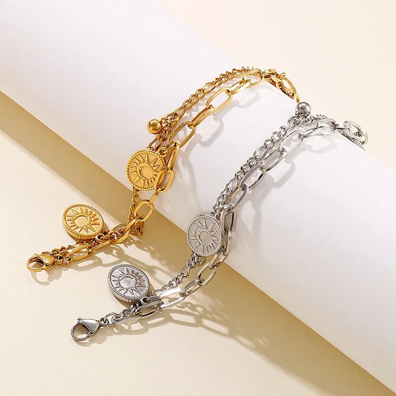 Fashion Geometric Titanium Steel 18K Gold Plated Bracelets In Bulk