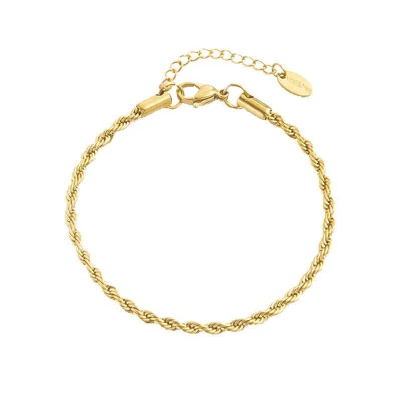 Fashion Solid Color 304 Stainless Steel 14K Gold Plated Bracelets In Bulk