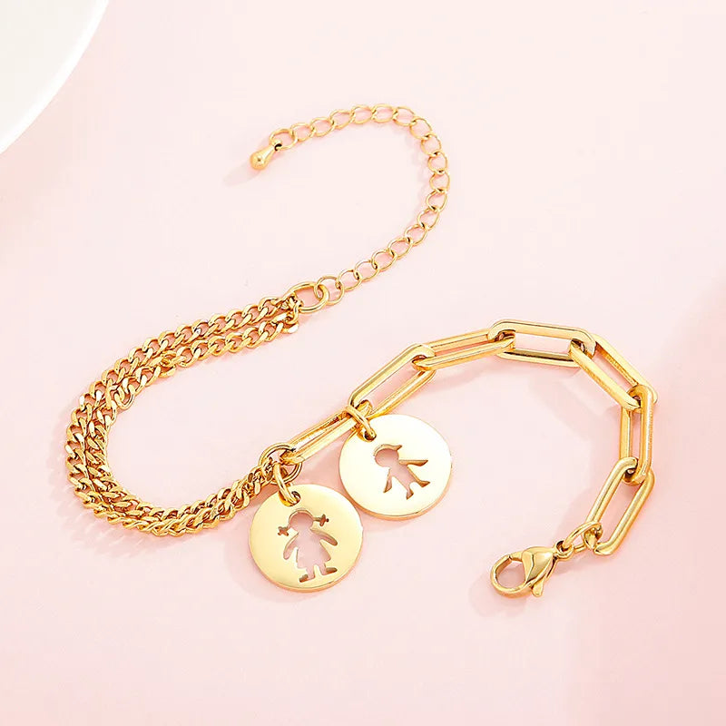 Fashion Cartoon Character Titanium Steel 18K Gold Plated Bracelets In Bulk