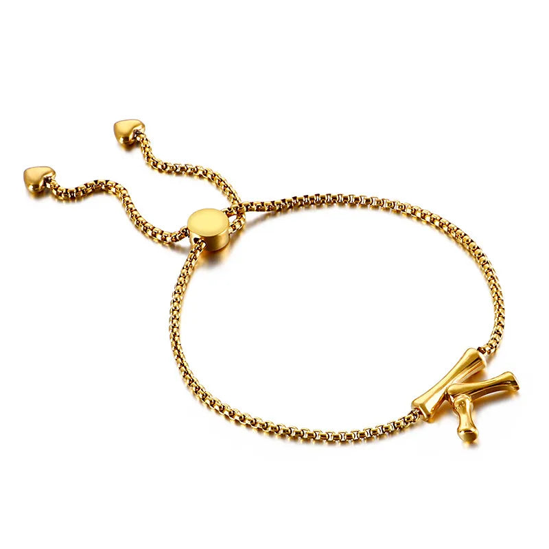 Letter Titanium Steel 18K Gold Plated Bracelets In Bulk