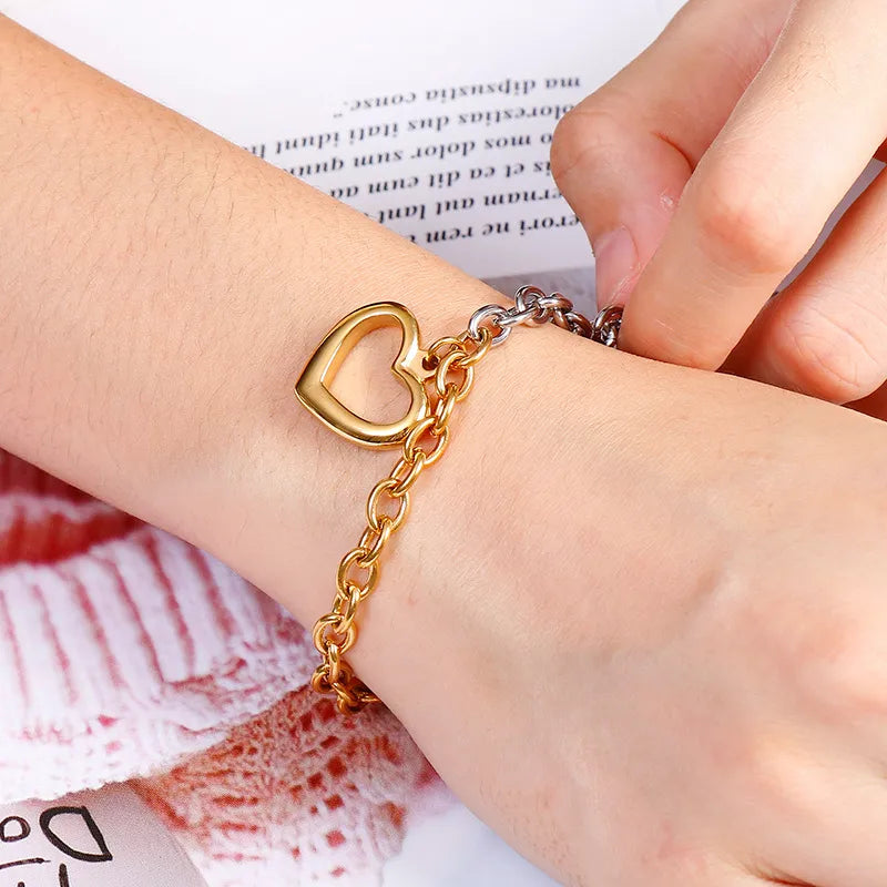 Heart Titanium Steel 18K Gold Plated Bracelets In Bulk