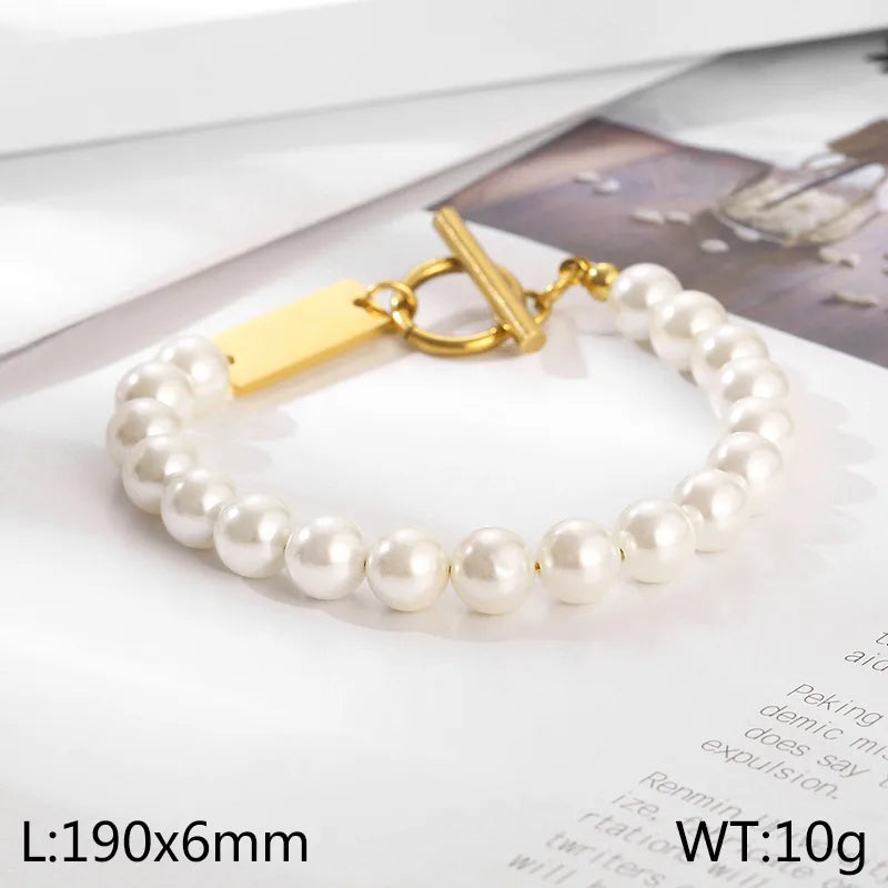 Elegant Simple Style Solid Color Stainless Steel 18K Gold Plated Bracelets In Bulk