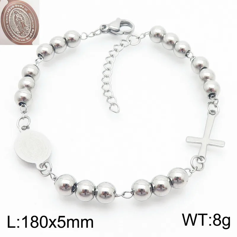 Basic Streetwear Cross Stainless Steel 18K Gold Plated Bracelets In Bulk