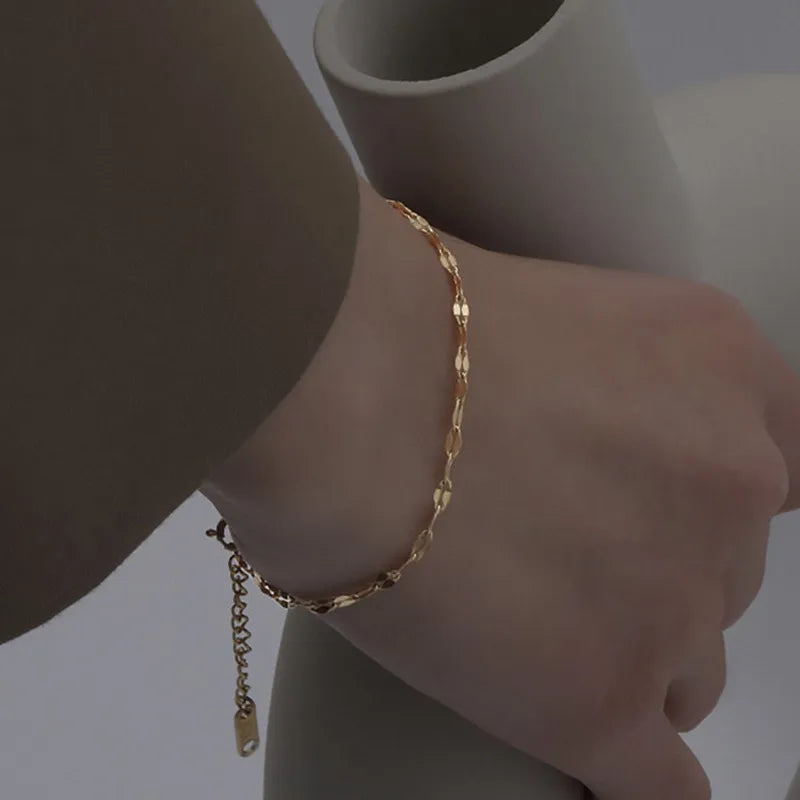 Geometric Titanium Steel 18K Gold Plated Bracelets In Bulk