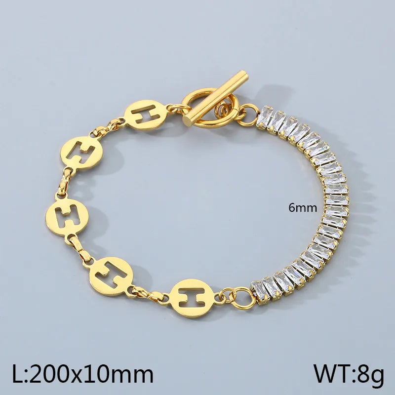 Simple Style Solid Color 304 Stainless Steel 18K Gold Plated Bracelets In Bulk