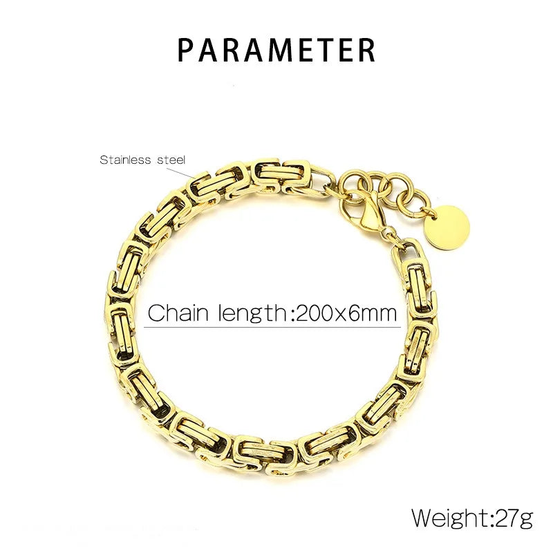 Hip-Hop Geometric Titanium Steel 18K Gold Plated Bracelets In Bulk