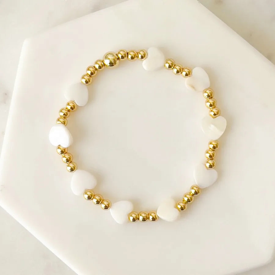 ins style heart shape shell copper plating 18k gold plated bracelets