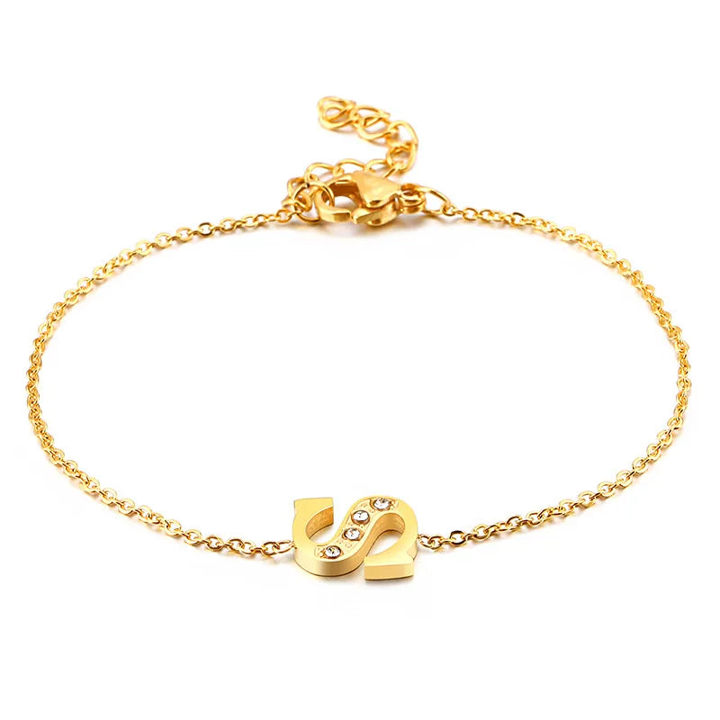 Letter 304 Stainless Steel 18K Gold Plated Bracelets In Bulk