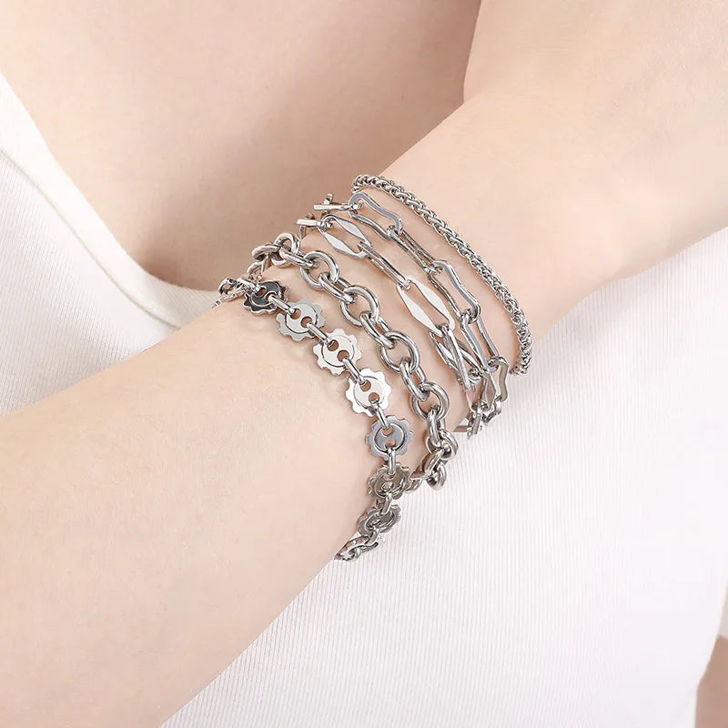 Simple Style Geometric 304 Stainless Steel 18K Gold Plated  Bracelets In Bulk