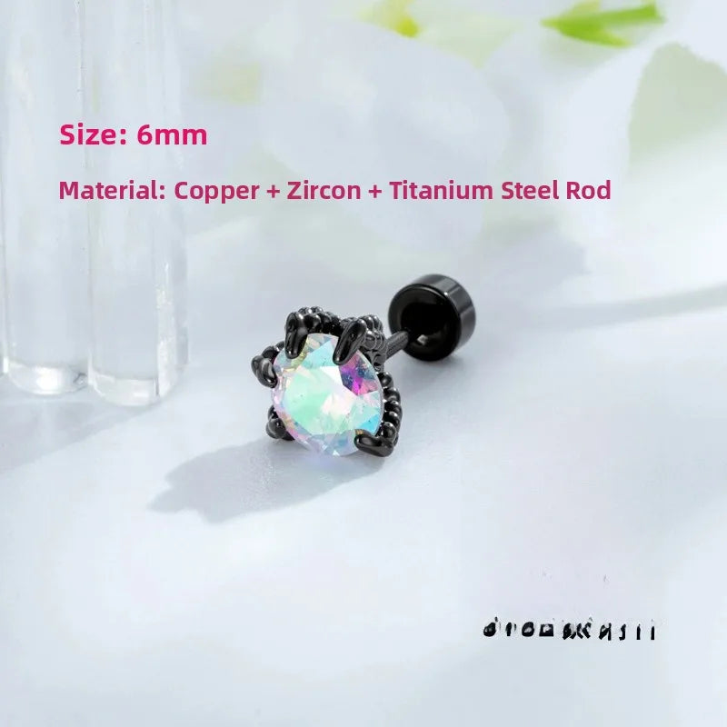 Unisex Dragon Ear Cartilage Rings & Studs with Claw Setting in 316L Stainless Steel, Multicolor