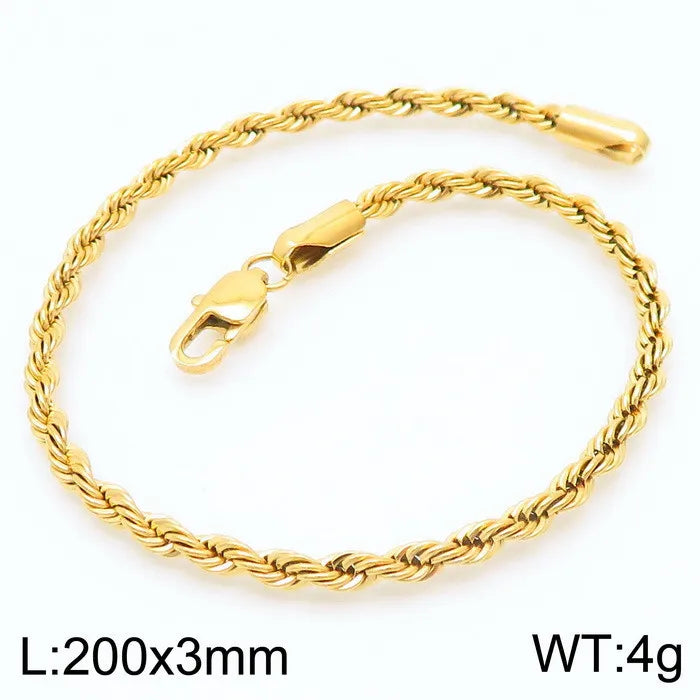 Simple Style Twist Stainless Steel 18K Gold Plated Bracelets In Bulk