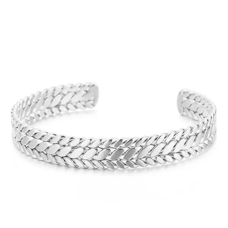 Fashion Leaf Titanium Steel 18K Gold Plated Bracelets In Bulk