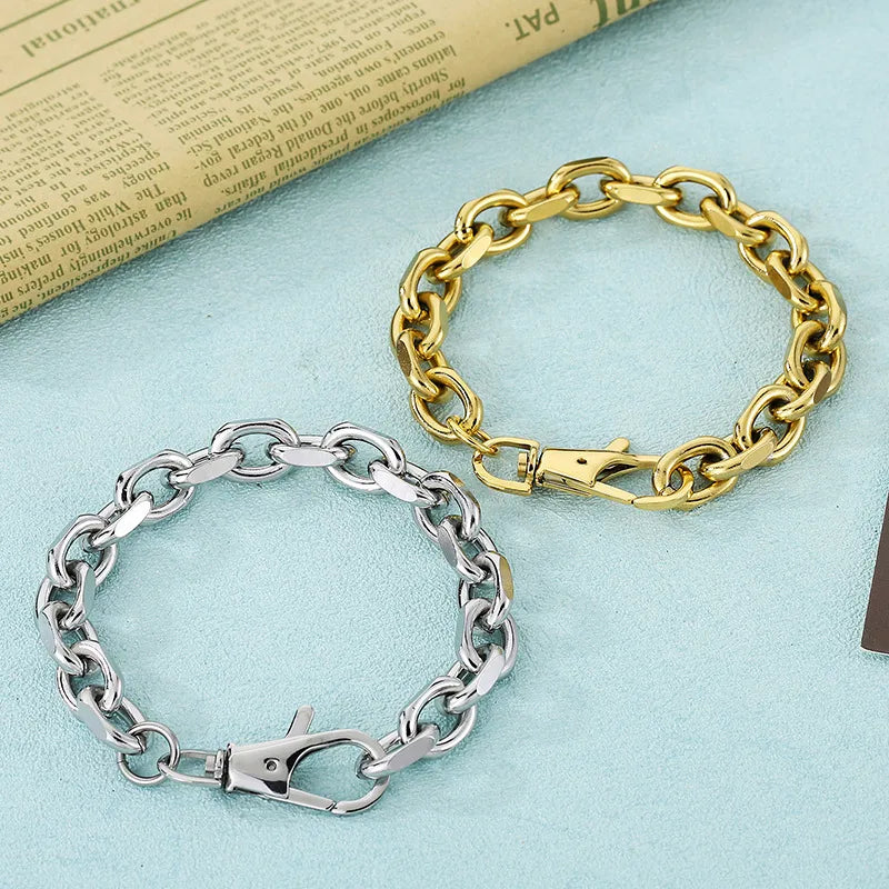 Simple Style Solid Color Titanium Steel 18K Gold Plated Bracelets In Bulk
