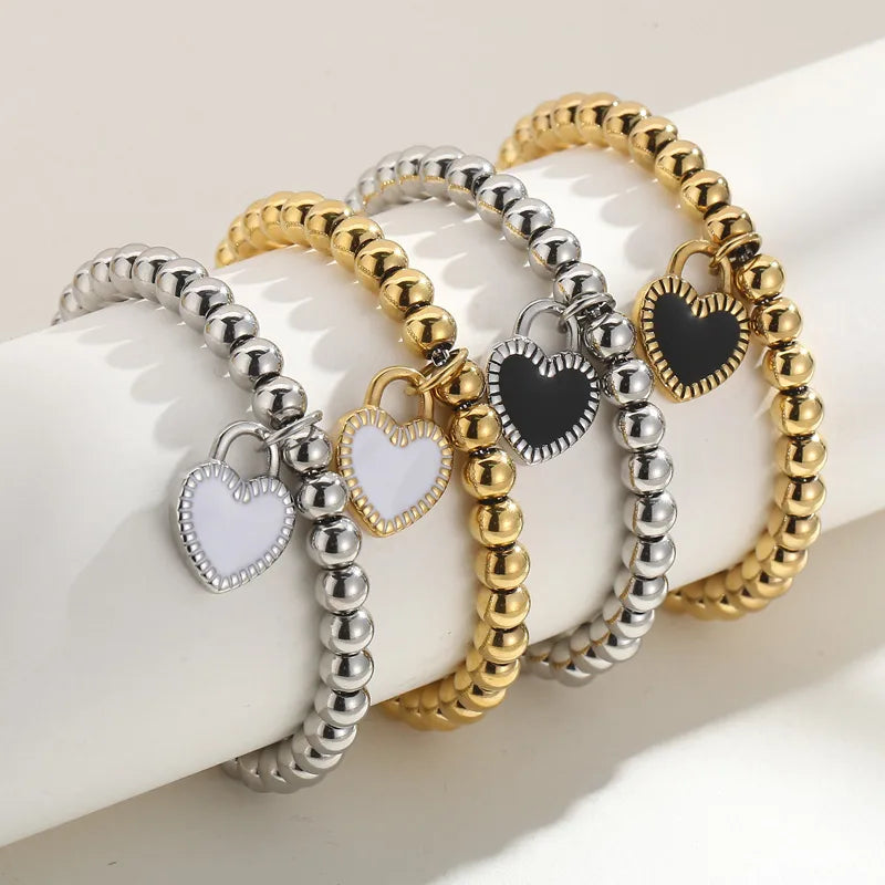 Sweet Heart Shape Titanium Steel 18K Gold Plated Bracelets In Bulk