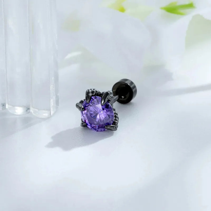 Unisex Dragon Ear Cartilage Rings & Studs with Claw Setting in 316L Stainless Steel, Multicolor