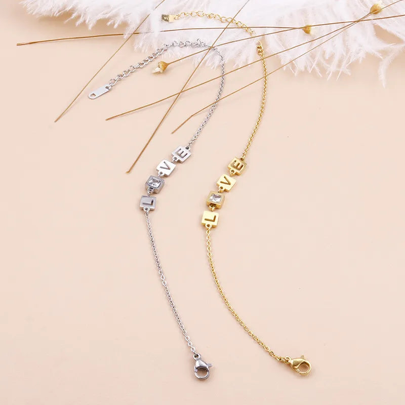 Fashion Letter Titanium Steel 18K Gold Plated Bracelets In Bulk