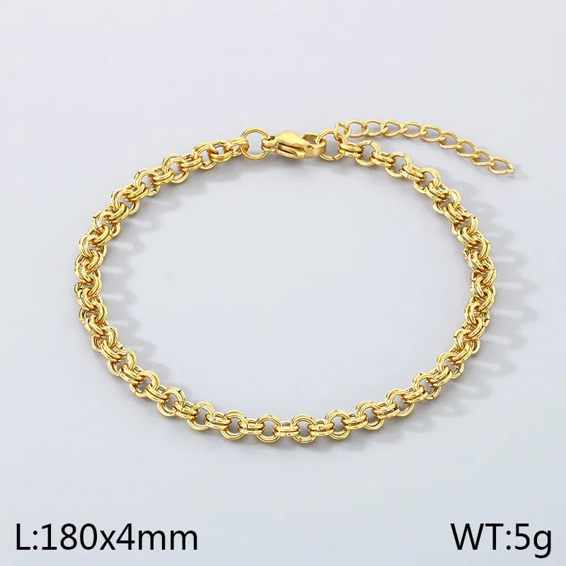 Simple Style Geometric 304 Stainless Steel 18K Gold Plated  Bracelets In Bulk