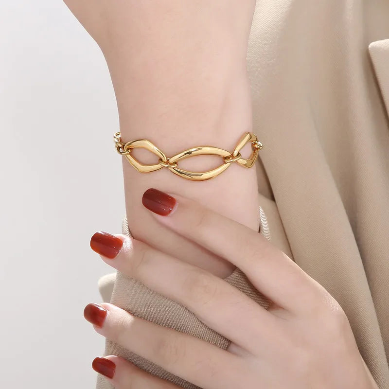 Rock Geometric Titanium Steel 18K Gold Plated Bracelets In Bulk