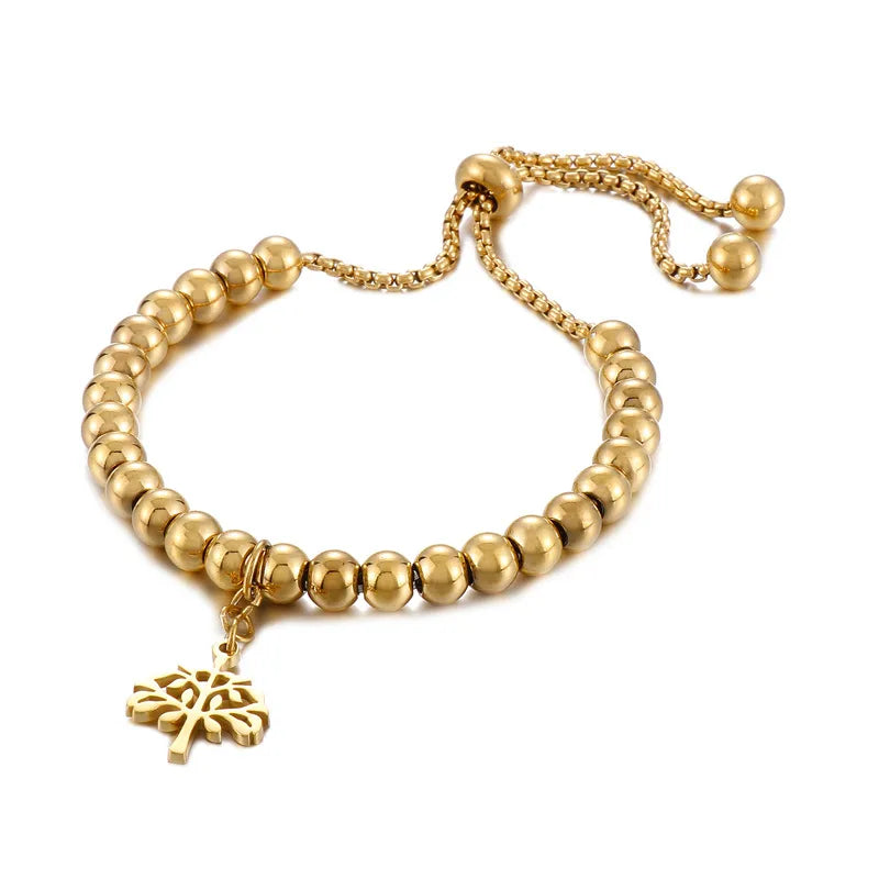 elegant sunflower tree titanium steel gold plated bracelets