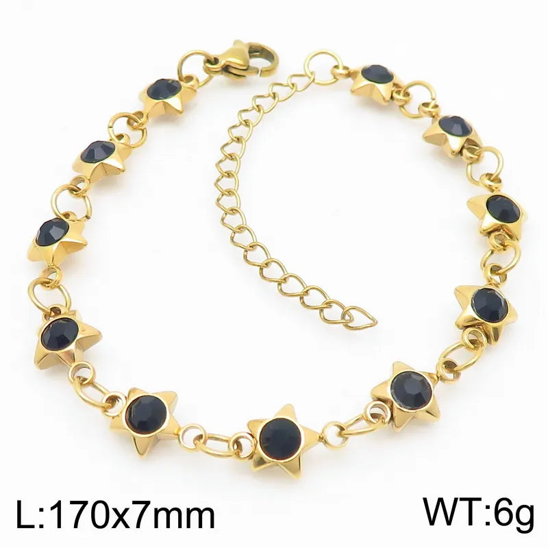 Simple Style Pentagram 304 Stainless Steel 18K Gold Plated Bracelets In Bulk