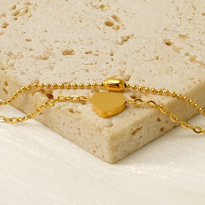 Elegant Heart Shape 304 Stainless Steel 18K Gold Plated Bracelets In Bulk