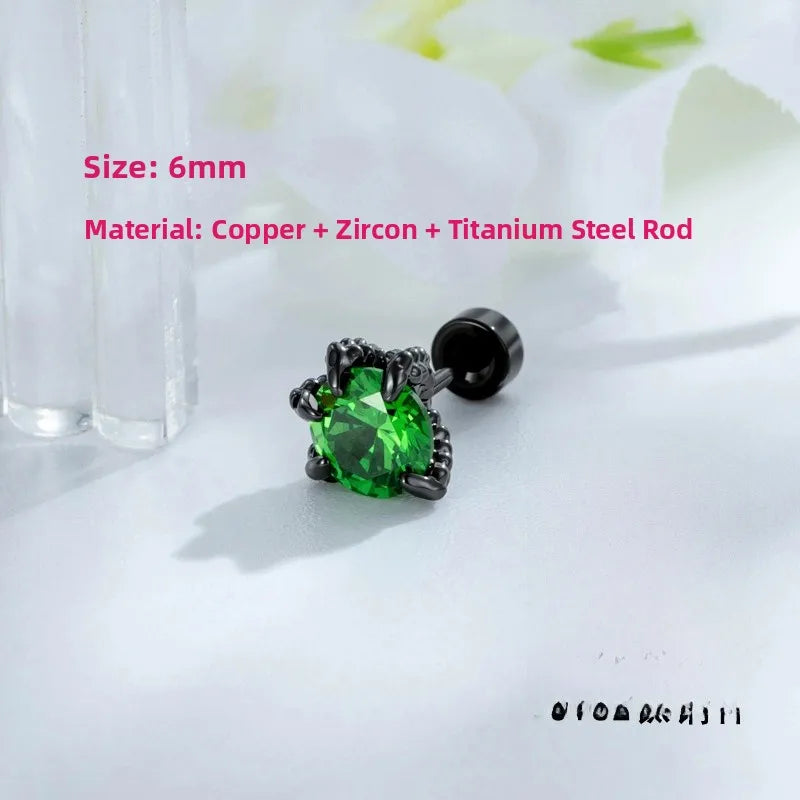 Unisex Dragon Ear Cartilage Rings & Studs with Claw Setting in 316L Stainless Steel, Multicolor