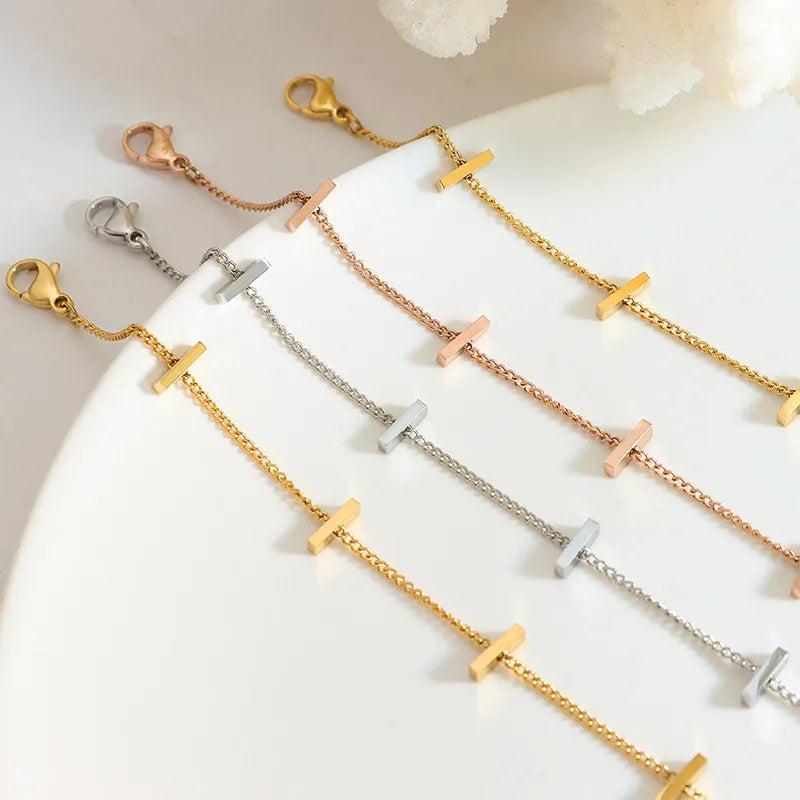 Simple Style Square 304 Stainless Steel 18K Gold Plated Bracelets In Bulk