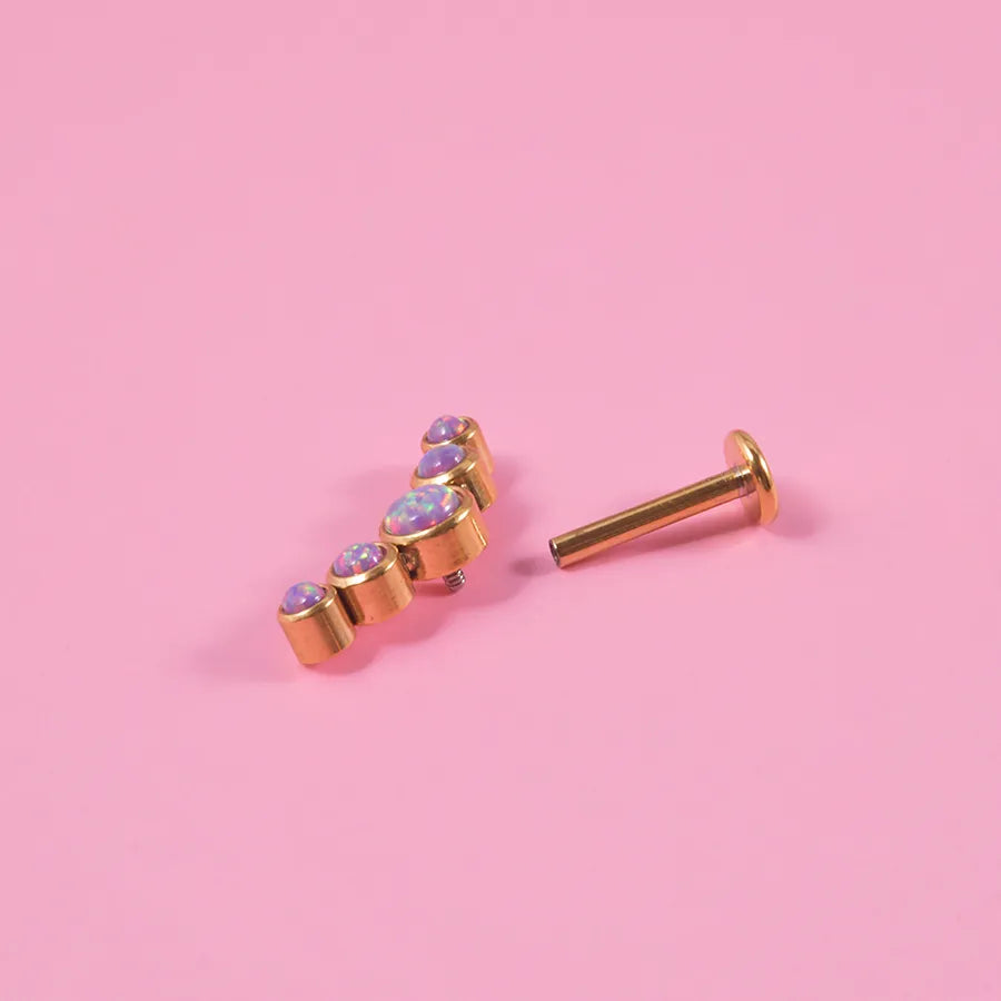 Casual Vacation Round Arc 304 Stainless Steel Inlay Zircon lip stud Ear Studs 1 Piece