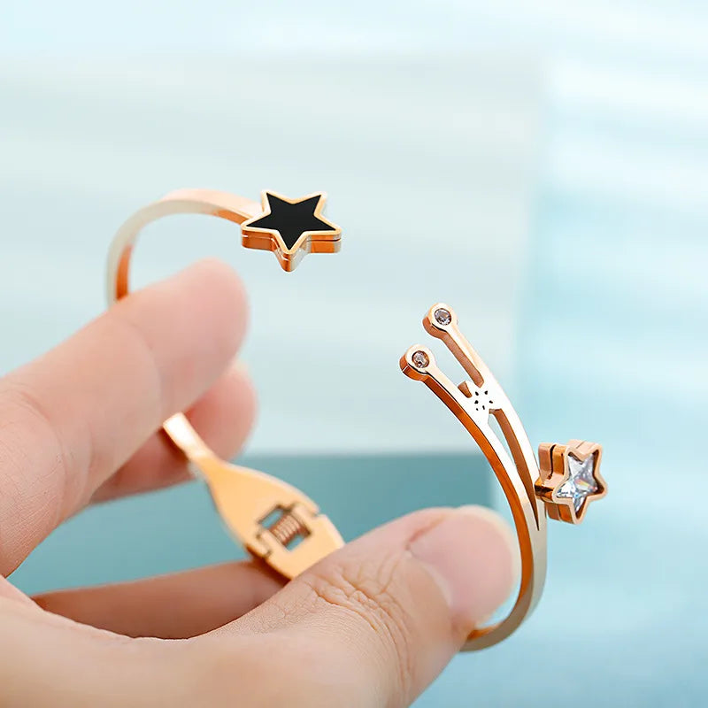 Vintage Style Star Titanium Steel 18K Gold Plated Bracelets In Bulk