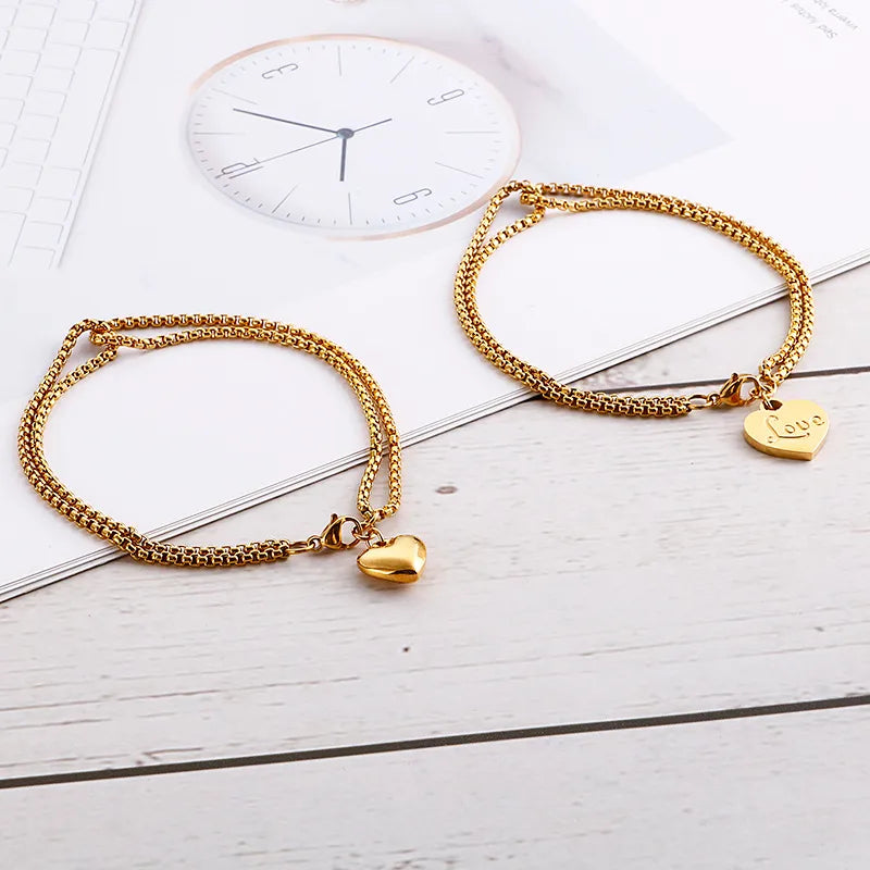 Fashion Letter Titanium Steel 18K Gold Plated Bracelets In Bulk