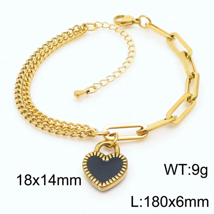 Elegant Heart Shape Titanium Steel 18K Gold Plated Bracelets In Bulk