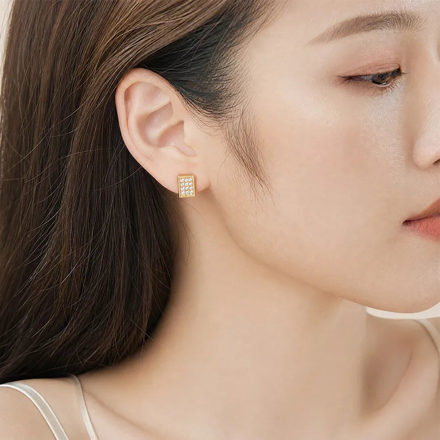 Heart Shape Stud Earrings For Women in Silver Featuring Titanium Steel and Titanium Alloy with Zircon Inlay
