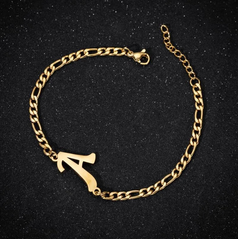 Fashion Letter 201 Stainless Steel 18K Gold Plated Bracelets In Bulk