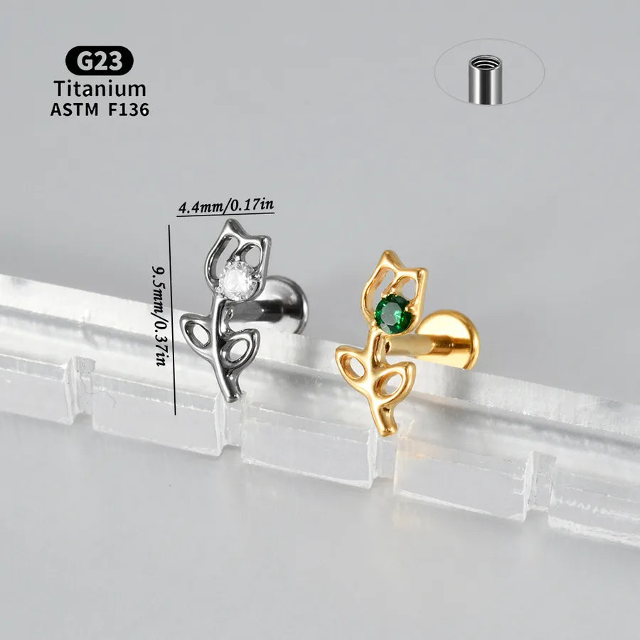 Arc Chain Earrings Titanium White Zircon Sea Horse Electroplated Fashionable Tulip Piercing Inner Tooth Ear Jewelry