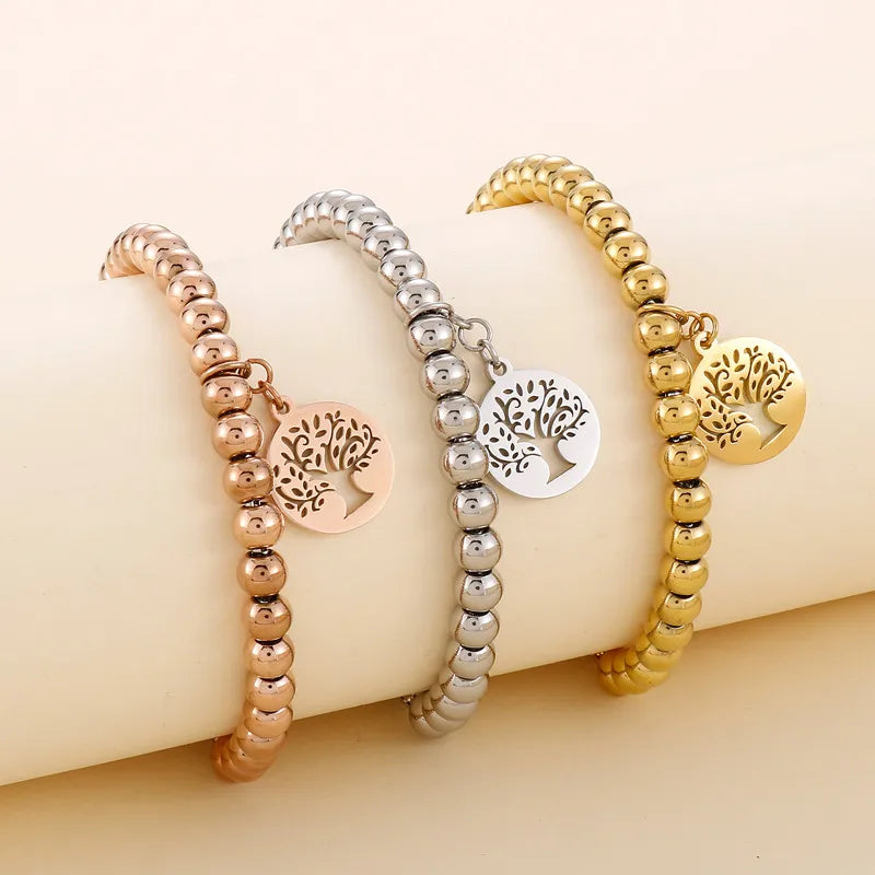 elegant sunflower tree titanium steel gold plated bracelets