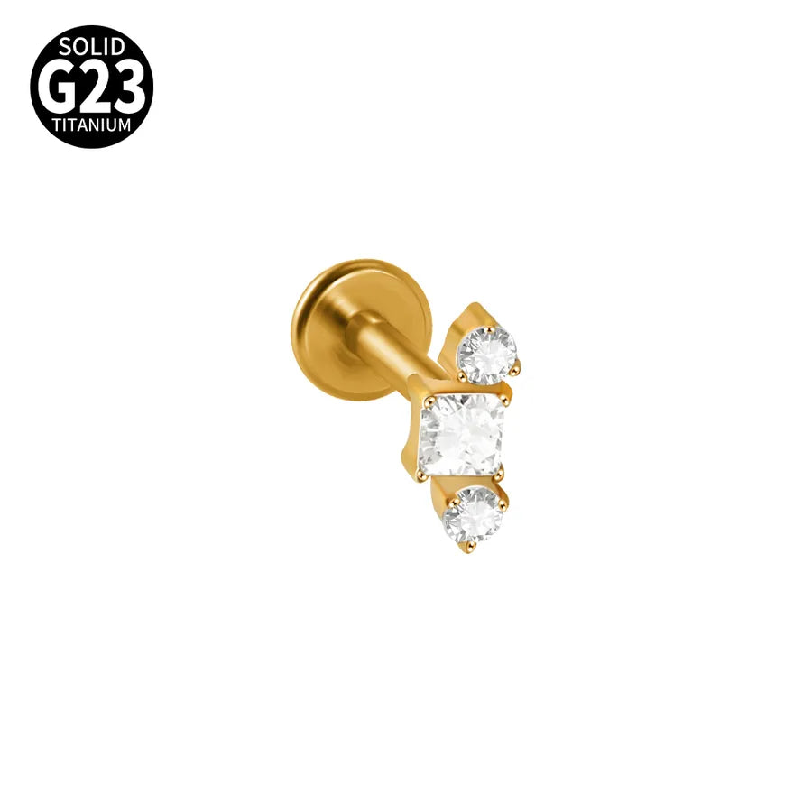 1 Piece Lip Rings Elegant Tropical Arc G23 Titanium Polishing Plating Inlay Zircon 18K Gold Plated Lip Rings Ear Cartilage Rings & Studs