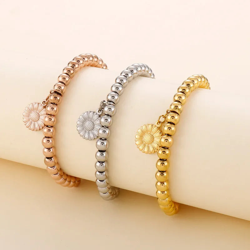 elegant sunflower tree titanium steel gold plated bracelets