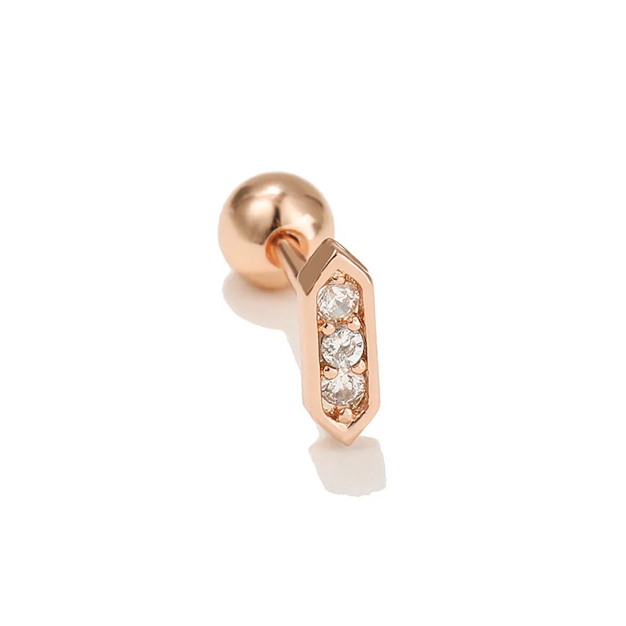 simple style triangle geometric brass zircon cartilage earrings