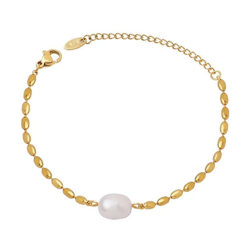 Fashion Solid Color 304 Stainless Steel 18K Gold Plated Bracelets In Bulk