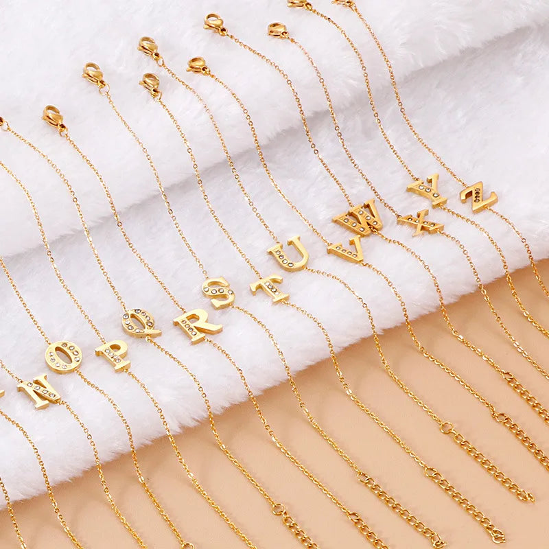 Fashion Letter Titanium Steel 18K Gold Plated Bracelets In Bulk