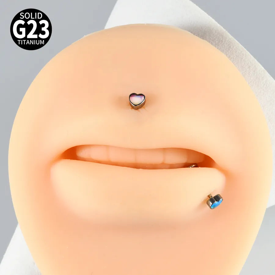 1 Piece Lip Rings Casual Cute Hip-Hop Heart Shape G23 Titanium Polishing Inlay Opal Lip Rings Ear Cartilage Rings & Studs Nose Rings & Studs