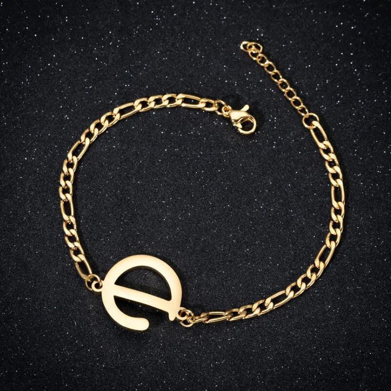 Fashion Letter 201 Stainless Steel 18K Gold Plated Bracelets In Bulk