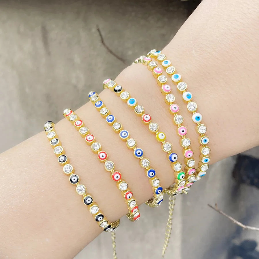 fashion devil's eye copper 18k gold plated bracelets in bulk