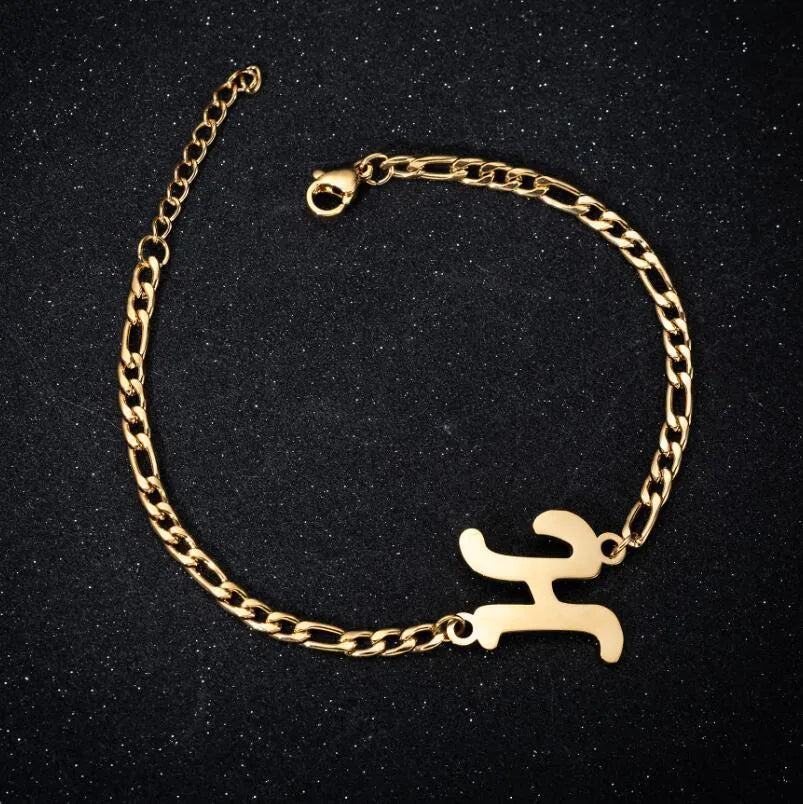 Fashion Letter 201 Stainless Steel 18K Gold Plated Bracelets In Bulk