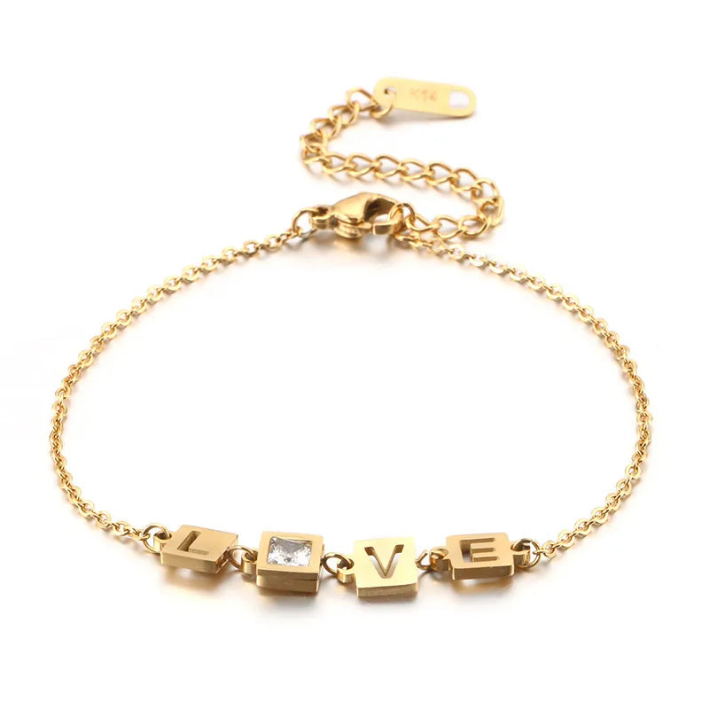 Fashion Letter Titanium Steel 18K Gold Plated Bracelets In Bulk