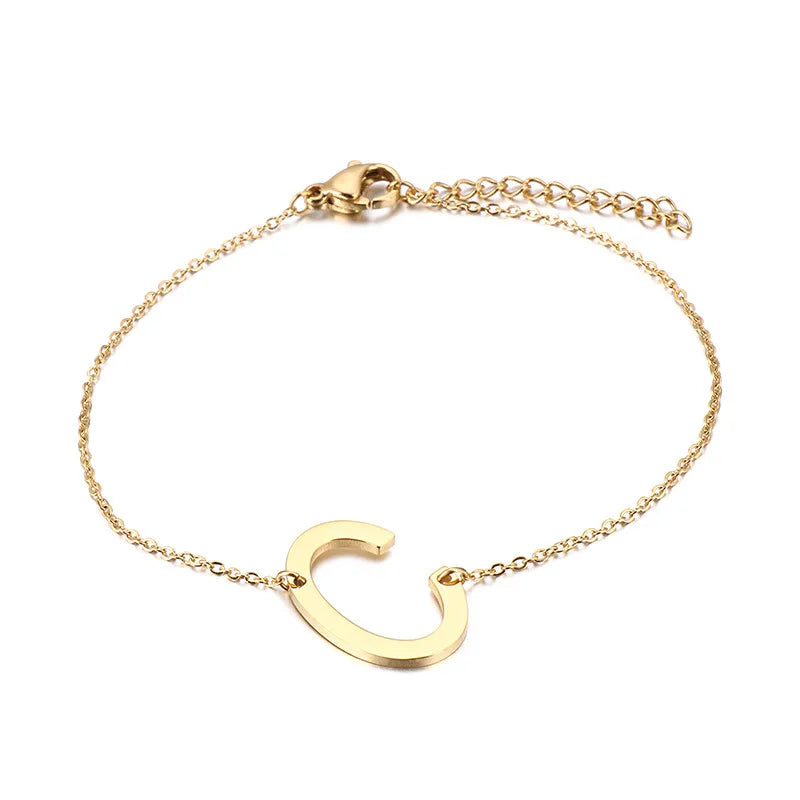 Fashion Letter Titanium Steel 18K Gold Plated Bracelets In Bulk