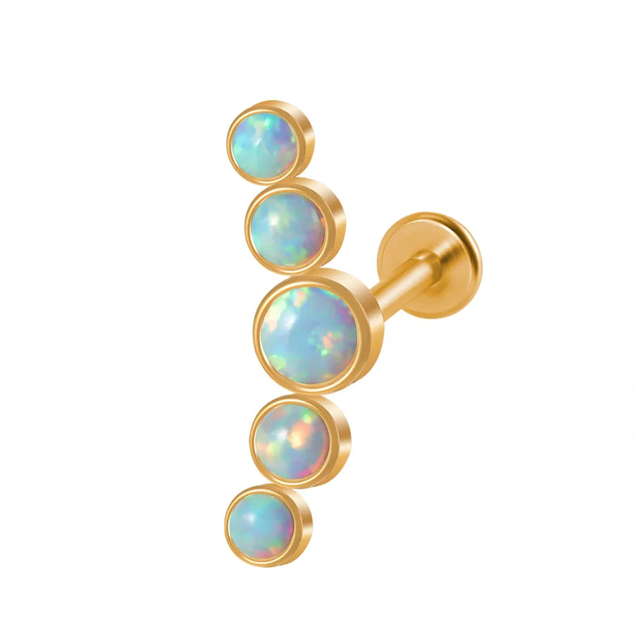 Casual Vacation Round Arc 304 Stainless Steel Inlay Zircon lip stud Ear Studs 1 Piece