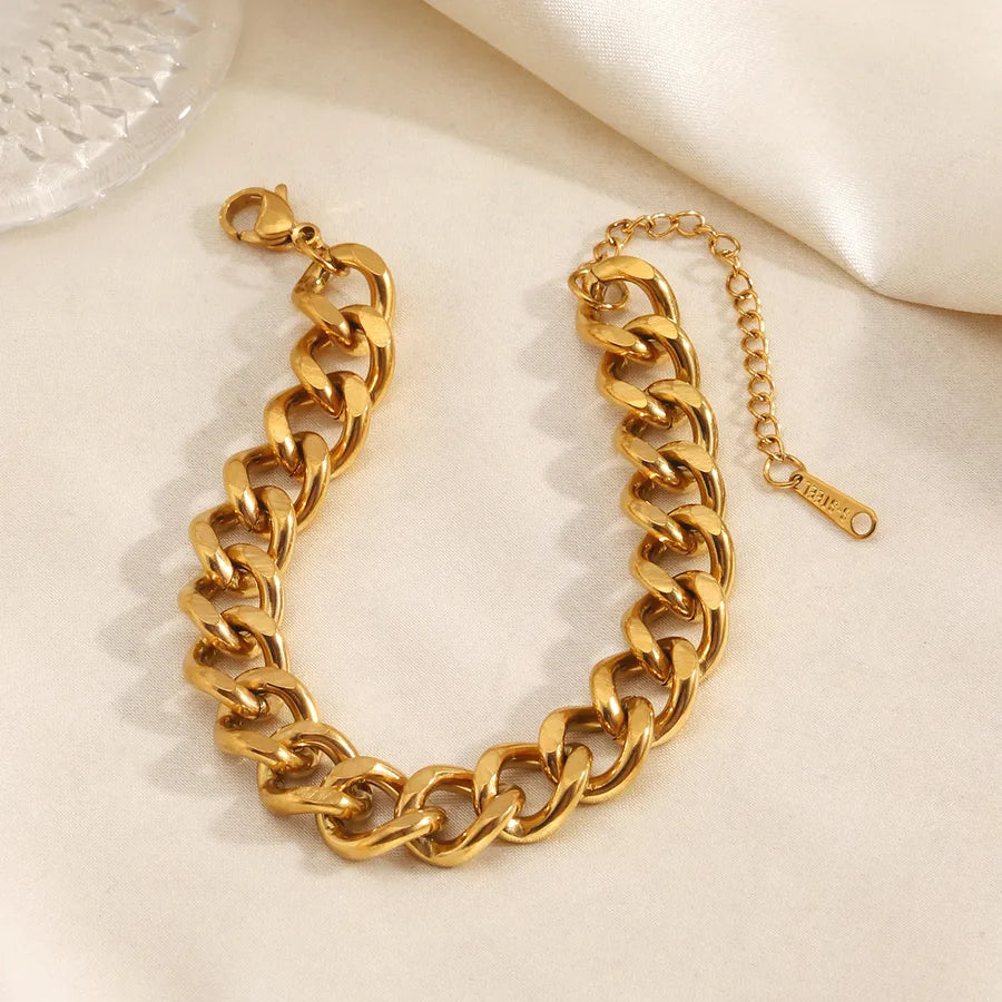 Rock Streetwear Geometric 304 Stainless Steel 18K Gold Plated Bracelets In Bulk
