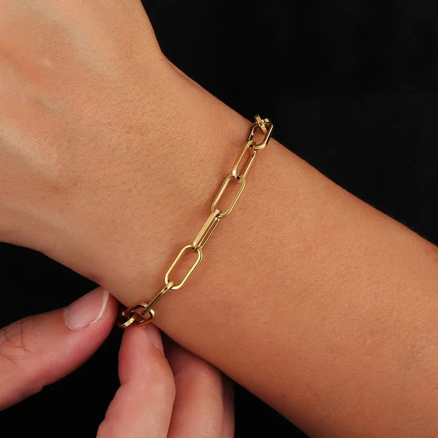 Simple Style Geometric 316L Stainless Steel  18K Gold Plated Bracelets In Bulk