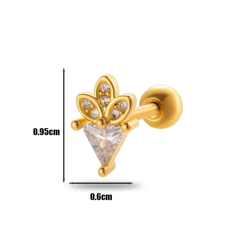 1 Piece Ear Cartilage Rings & Studs Simple Style Geometric 316L Stainless Steel  Copper Plating Inlay Zircon